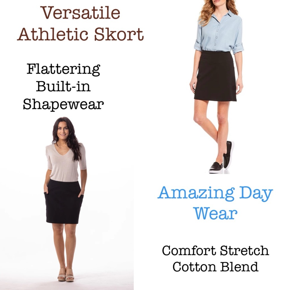 intro love the fit black skort shapewear activewear biker shorts phone pocket S